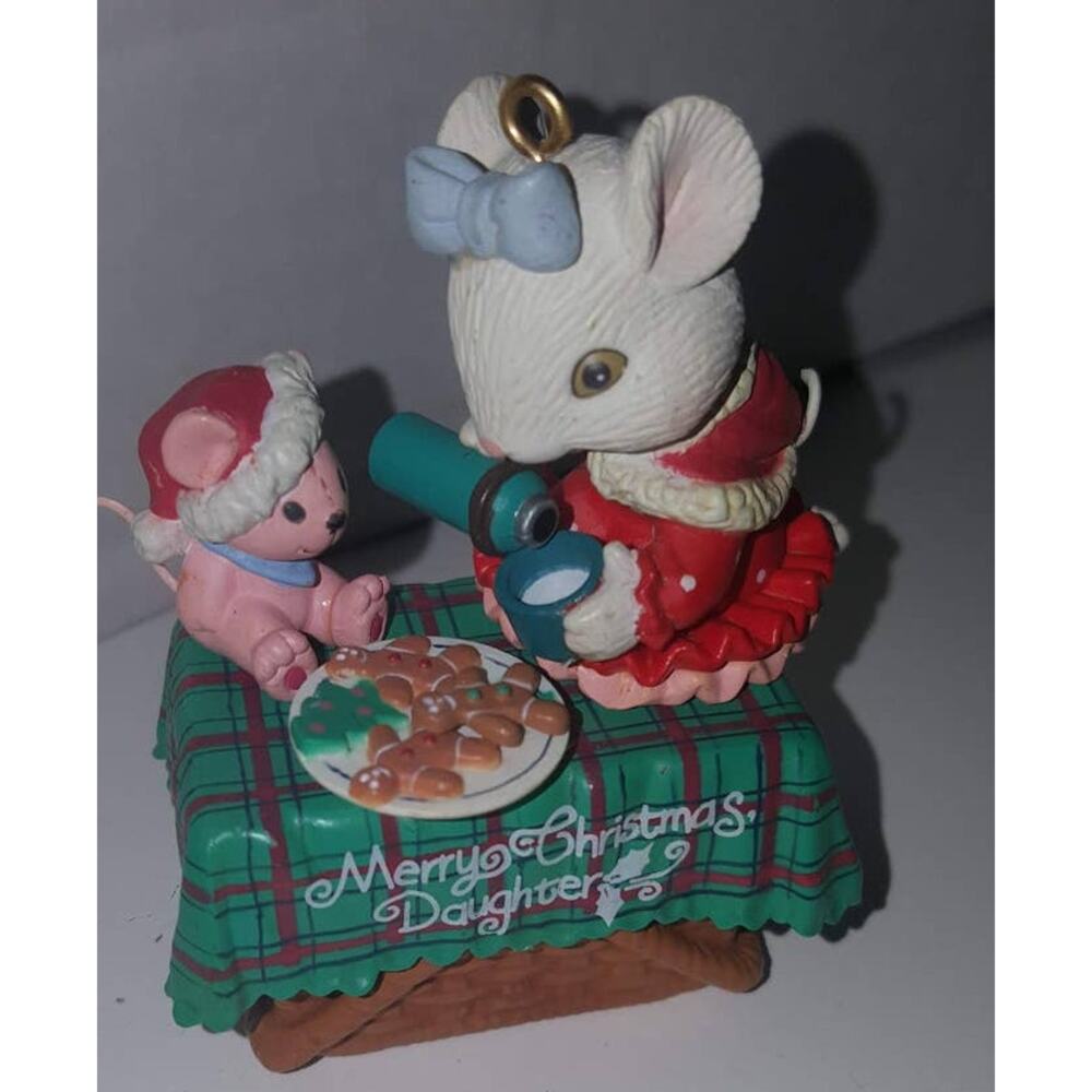 Enesco Treasury Ornament Merry Christmas Daughter Mouse Bear Cookies Sweet 1993